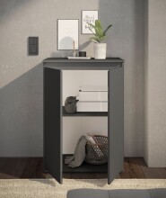 Kommode >Brest< 2 Türen, 1 Boden, Anthrazit - 60x84x35cm (BxHxT)