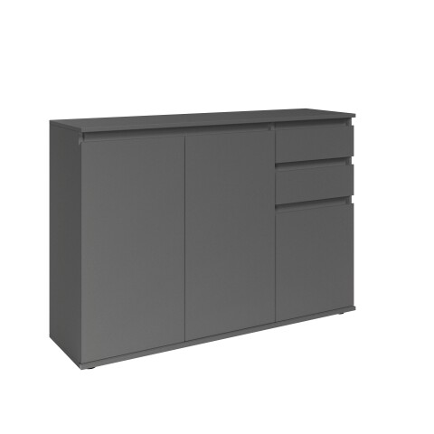 Sideboard >Brest< 3 Türen, 2 Schübe, in anthrazit - 119x84x35cm (BxHxT)