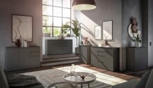 Sideboard >Brest< 3 Türen, 2 Schübe, in anthrazit - 119x84x35cm (BxHxT)