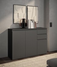 Sideboard >Brest< 3 Türen, 2 Schübe, in anthrazit - 119x84x35cm (BxHxT)