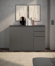 Sideboard >Brest< 3 Türen, 2 Schübe, in anthrazit - 119x84x35cm (BxHxT)