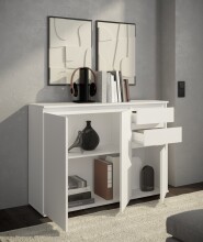 Sideboard >Brest< 3 Türen, 2 Schübe, in weiß - 119x84x35cm (BxHxT)