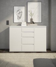 Sideboard >Brest< 2 Türen, 4 Schübe, in weiß - 119x84x35cm (BxHxT)