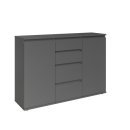 Kommode >Brest< 2 Türen, 4 Schübe, in anthrazit - 119x84x35cm (BxHxT)