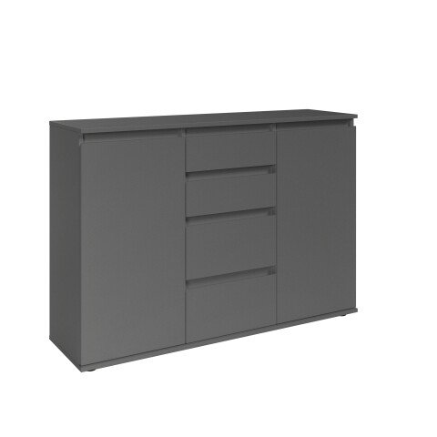 Kommode >Brest< 2 Türen, 4 Schübe, in anthrazit - 119x84x35cm (BxHxT)
