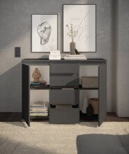 Kommode >Brest< 2 Türen, 4 Schübe, in anthrazit - 119x84x35cm (BxHxT)