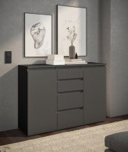 Kommode >Brest< 2 Türen, 4 Schübe, in anthrazit - 119x84x35cm (BxHxT)