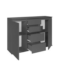 Kommode >Brest< 2 Türen, 4 Schübe, in anthrazit - 119x84x35cm (BxHxT)