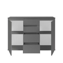 Kommode >Brest< 2 Türen, 4 Schübe, in anthrazit - 119x84x35cm (BxHxT)