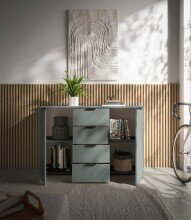 Sideboard >Linz< 2 Türen, 4 Schübe, in Salbei - 135x90x40cm (BxHxT)