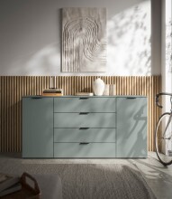 Sideboard >Linz< 2 Türen, 4 Schübe, in Salbei - 180x90x40cm (BxHxT)