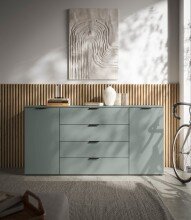 Sideboard >Linz< 2 Türen, 4 Schübe, in Salbei - 180x90x40cm (BxHxT)