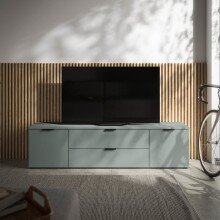 Lowboard >Linz< 2 Türen, 2 Schübe, in Salbei - 180x47x40cm (BxHxT)