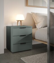 Nachtkommode >Linz< 3 Schübe, auch für Boxspringbetten, in Salbei - 45x50x40cm (BxHxT)