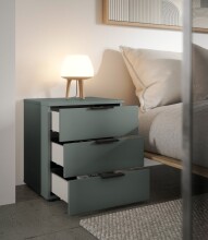 Nachtkommode >Linz< 3 Schübe, auch für Boxspringbetten, in Salbei - 45x50x40cm (BxHxT)