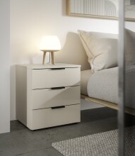 Nachtkommode >Linz< 3 Schübe, auch für Boxspringbetten, in Kaschmir - 45x50x40cm (BxHxT)