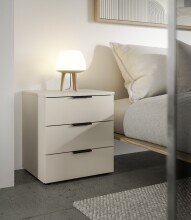 Nachtkommode >Linz< 3 Schübe, auch für Boxspringbetten, in Kaschmir - 45x50x40cm (BxHxT)