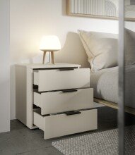 Nachtkommode >Linz< 3 Schübe, auch für Boxspringbetten, in Kaschmir - 45x50x40cm (BxHxT)