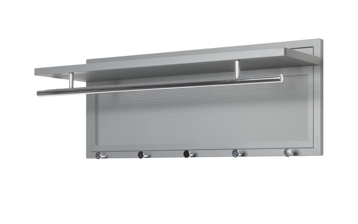 Wandgarderobe >55156< 5 Haken, 1 Stange, in verchromt / grau - 75x30x26 (BxHxT)