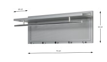 Wandgarderobe >55156< 5 Haken, 1 Stange, in verchromt / grau - 75x30x26 (BxHxT)