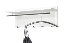 Wandgarderobe >55356< 5 Haken, 1 Stange, in verchromt / weiß - 75x30x26 (BxHxT)