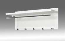 Wandgarderobe >55356< 5 Haken, 1 Stange, in verchromt / weiß - 75x30x26 (BxHxT)