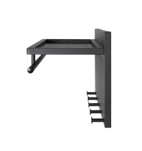 Wandgarderobe >55556< 5 Haken, 1 Stange, schwarz, Metall, Stahlrohr - 75x30x26cm (BxHxT)