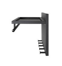 Wandgarderobe >55556< 5 Haken, 1 Stange, schwarz, Metall, Stahlrohr - 75x30x26cm (BxHxT)