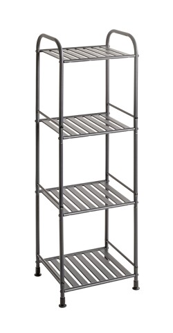 Regal >59824< 4 Ablagen, in anthrazit, Metall, Stahlrohr - 33x108x28cm (BxHxT)