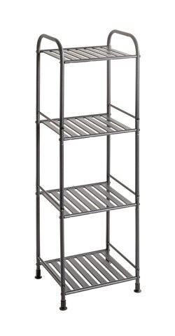 Regal >59824< 4 Ablagen, in anthrazit, Metall, Stahlrohr - 33x108x28cm (BxHxT)