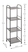 Regal >59824< 4 Ablagen, in anthrazit, Metall, Stahlrohr - 33x108x28cm (BxHxT)