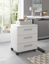 Rollcontainer >Ben< 3 Schubladen, 4 Rollen, in Weiß - 40x56x39cm (BxHxT)