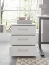 Rollcontainer >Ben< 3 Schubladen, 4 Rollen, in Weiß - 40x56x39cm (BxHxT)