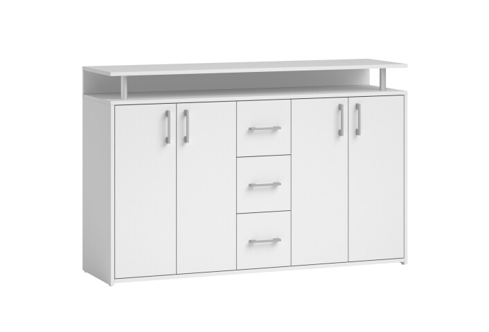Anrichte >Drift< 4 Türen, 4 Shübe, in Weiß - 139x90x34cm (BxHxT)
