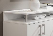 Anrichte >Drift< 4 Türen, 4 Shübe, in Weiß - 139x90x34cm (BxHxT)