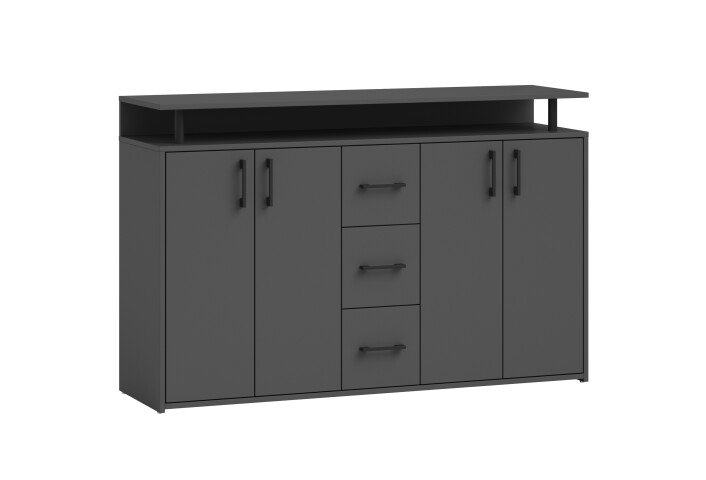 Anrichte >Drift< 4 Türen, 4 Schubladen, in Anthrazit - 139x90x34cm (BxHxT)