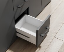 Anrichte >Drift< 4 Türen, 4 Schubladen, in Anthrazit - 139x90x34cm (BxHxT)