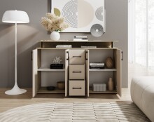 Anrichte >Drift< 4 Türen, 4 Schübe, Artisan Eiche Dekor/ Kaschmir - 139x90x34cm (BxHxT)