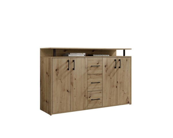 Anrichte >Drift< 4 Türen, 4 Schübe, Artisan Eiche Dekor - 139x90x34cm (BxHxT)