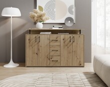 Anrichte >Drift< 4 Türen, 4 Schübe, Artisan Eiche Dekor - 139x90x34cm (BxHxT)