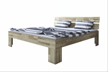 Massivholzbett >Link< Regal / Schubkästen, Liegefl. 140x200, Wildeiche - 145x88x215 (BxHxT)