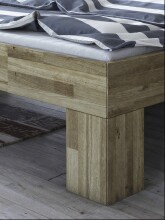 Massivholzbett >Link< Regal / Schubkästen, Liegefl. 180x200, Wildeiche - 185x88x215 (BxHxT)