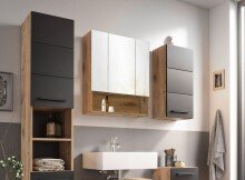 Badezimmerspiegelschrank >Heppo< 3 Spiegeltüren, Ablagefach, viking oak Dekor - 65x71x20cm (BxHxT)