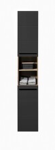 Hochschrank >Vista < 2 Türen, 6 Fächer, schwarz / viking oak Dekor - 34x190x31cm (BxHxT)