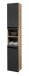 Hochschrank >Vista < 2 Türen, 6 Fächer, schwarz / viking oak Dekor - 34x190x31cm (BxHxT)