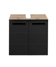 Waschbeckenunterschrank >Vista< 2 Türen, 1 Boden, schwarz / viking oak Dekor - 60x62x31 (BxHxT)