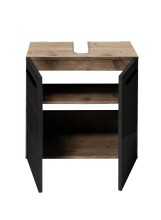 Waschbeckenunterschrank >Vista< 2 Türen, 1 Boden, schwarz / viking oak Dekor - 60x62x31 (BxHxT)