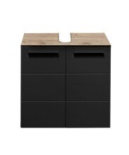 Waschbeckenunterschrank >Vista< 2 Türen, 1 Boden, schwarz / viking oak Dekor - 60x62x31 (BxHxT)