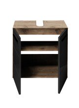 Waschbeckenunterschrank >Vista< 2 Türen, 1 Boden, schwarz / viking oak Dekor - 60x62x31 (BxHxT)