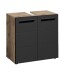 Waschbeckenunterschrank >Vista< 2 Türen, 1 Boden, schwarz / viking oak Dekor - 60x62x31 (BxHxT)
